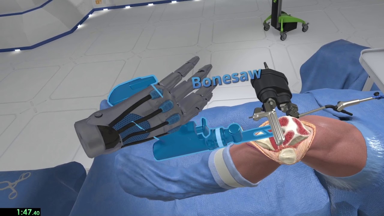 Fazendo uma Cirurgia de Joelho em Realidade Virtual - Wraith VR Knee  Surgery Simulation 