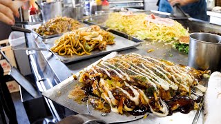 Making 600 servings per day! Huge portions! Amazing Okonomiyaki restaurant in Osaka!