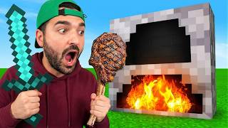 I Tried To Build a REAL Minecraft Furnace and Cook in it