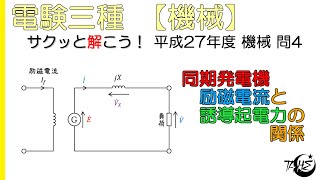 【電験三種】同期発電機:励磁電流と誘導起電力の関係【平成27年度 機械 問4】