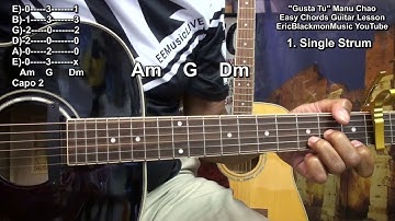 Thumbnail of Manu Chao - Me Gustas Tu Easy Chords Guitar Lesson Spanish/French Reggae @EricBlackmonGuitar LESSONS