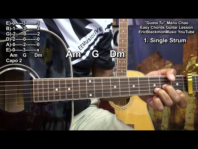 Manu Chao - Me Gustas Tu Easy Chords Guitar Lesson Spanish/French Reggae @EricBlackmonGuitar LESSONS