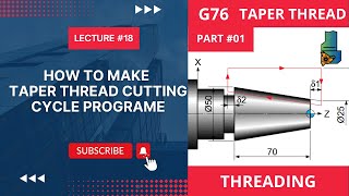 G76 taper threading cycle example | Part #01 | taper threading cycle | Urdu | Hindi |