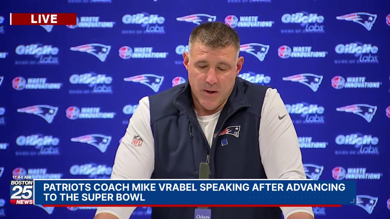 WATCH NOW: Patriots head coach Mike Vrabel speaking after advancing to the Super Bowl