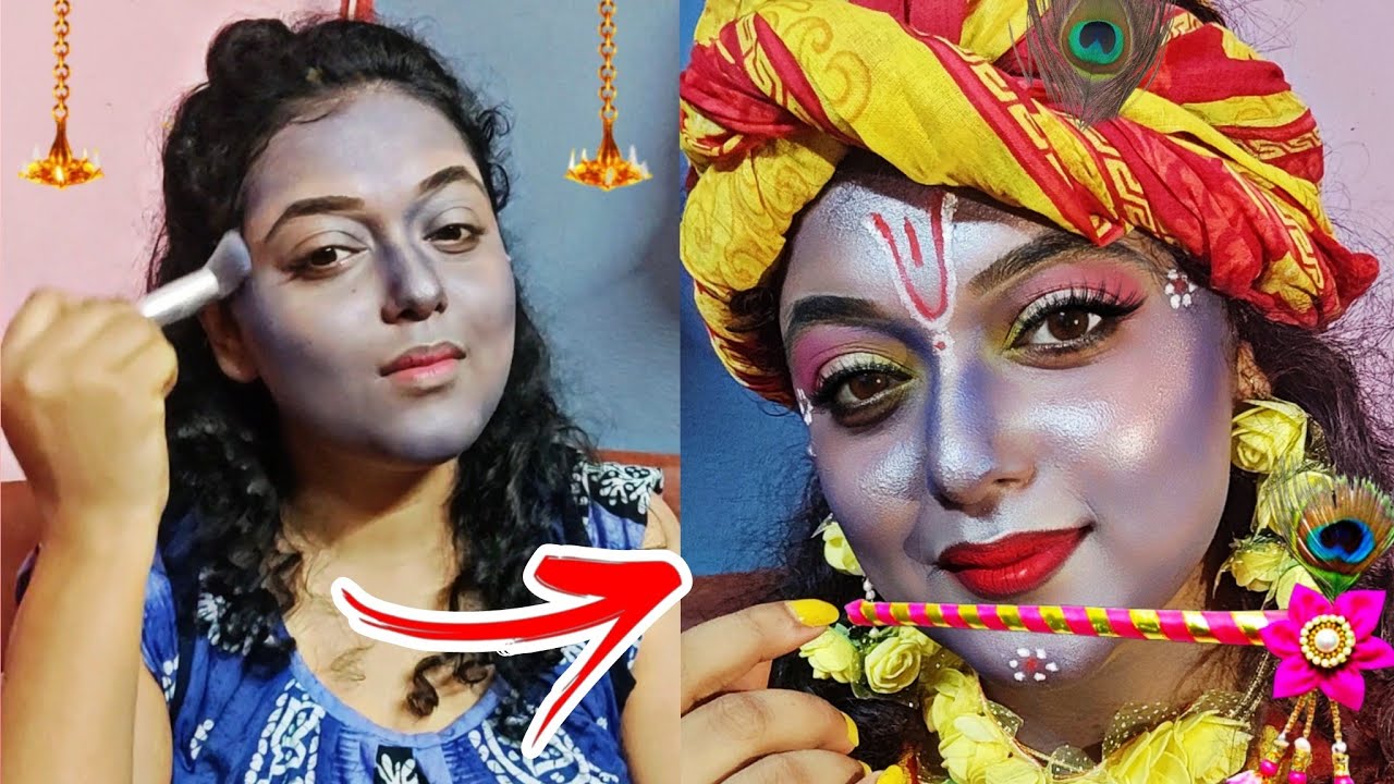 Indian Traditional Lord Krishna's Makeup Look For Janmashtami 🙏 ️ 