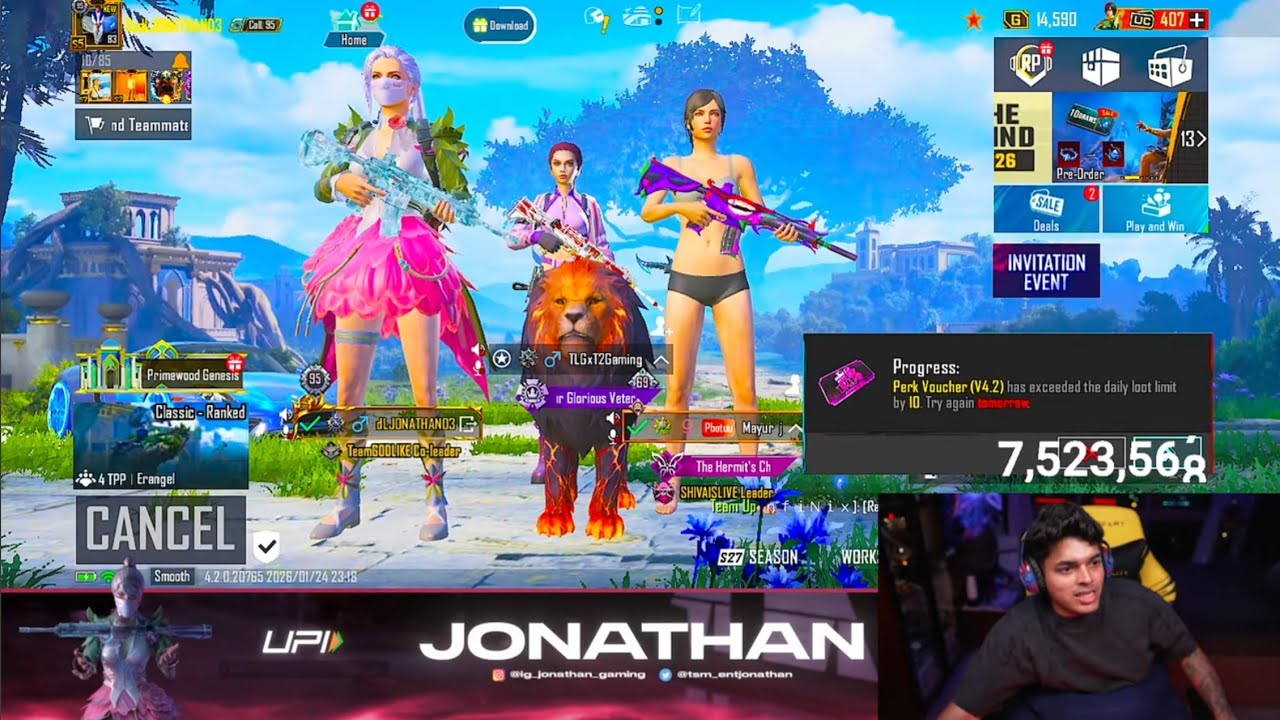 🔥47 Kill 😱 Jonathan Gaming New 4.2 Update Bgmi Agressive And Clutching Game Play 😱 New Video 