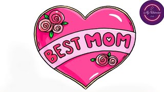 How to Draw Best Mom Bubble Letters and Heart How to Draw Best Mom Bubble Letters and Heart