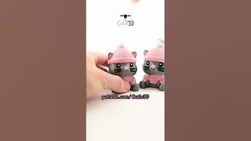 Cutie3D Cozy Cat In Crochet Hat Keycap Clicker Keychain #shorts #3dprinting #clicker #keychain