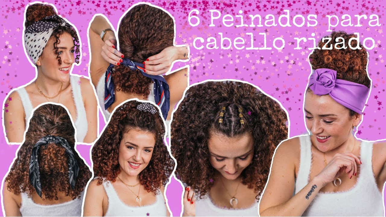 6 Peinados para cabello rizado/6 hairstyles for curly hair.
