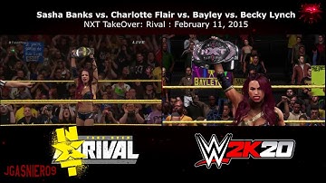 WWE 2K20 vs Real Life - NXT TakeOver Rival : Sasha Banks vs. Charlotte vs. Bayley vs. Becky Lynch