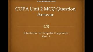 ITI COPA Unit 2 MCQ question part 1 Introduction to Computer Components