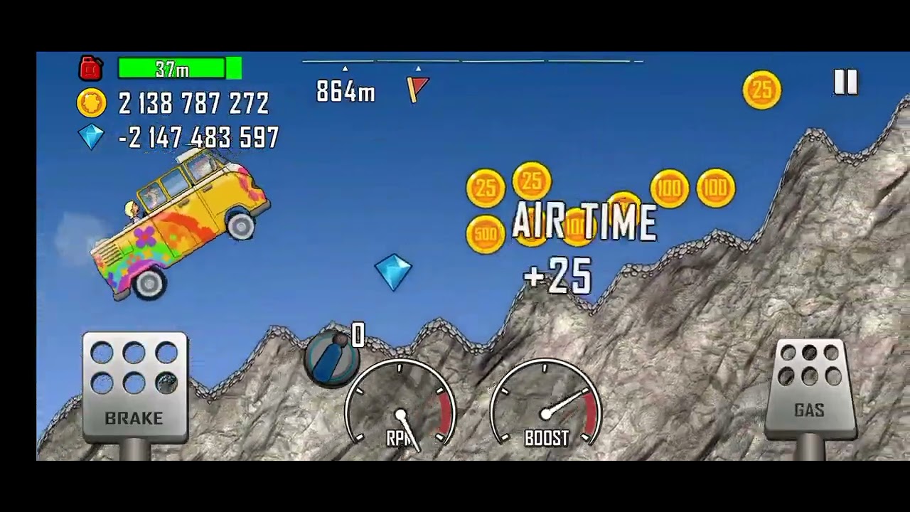 Hill Climb racing game Van Vahical and high mountain view? HOW to hill