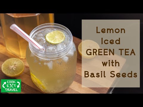 Lemon Iced Green Tea With Basil/Sabja Seeds | Cold Brew Green Tea | Iced green tea | Healthy Drinks