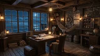 🚢 Captain’s Cabin at Sea ⚓🌙 | Ocean Waves & Cozy Lantern Ambience (1 Hour)