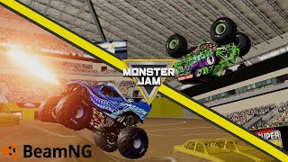 BeamNG Monster Jam - 14 Truck Freestyle Highlights - 2019 San Antonio - Stadium Tour Yellow - Stop 1