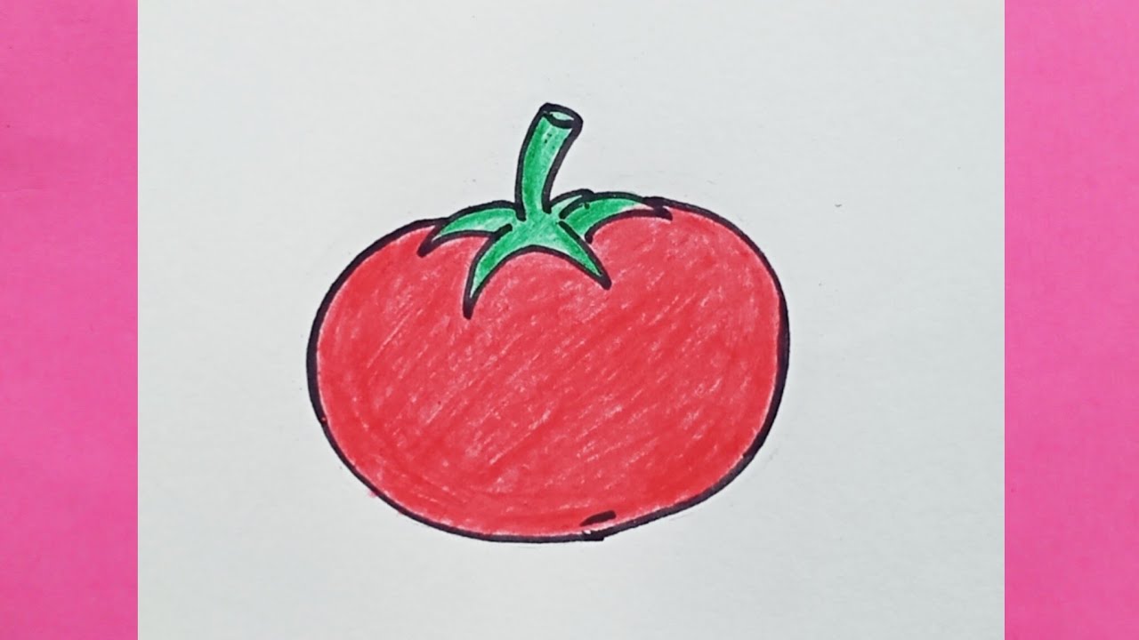 Как нарисовать помидор 🍅 || простой рисунок овоща || рисование помидора шаг за шагом