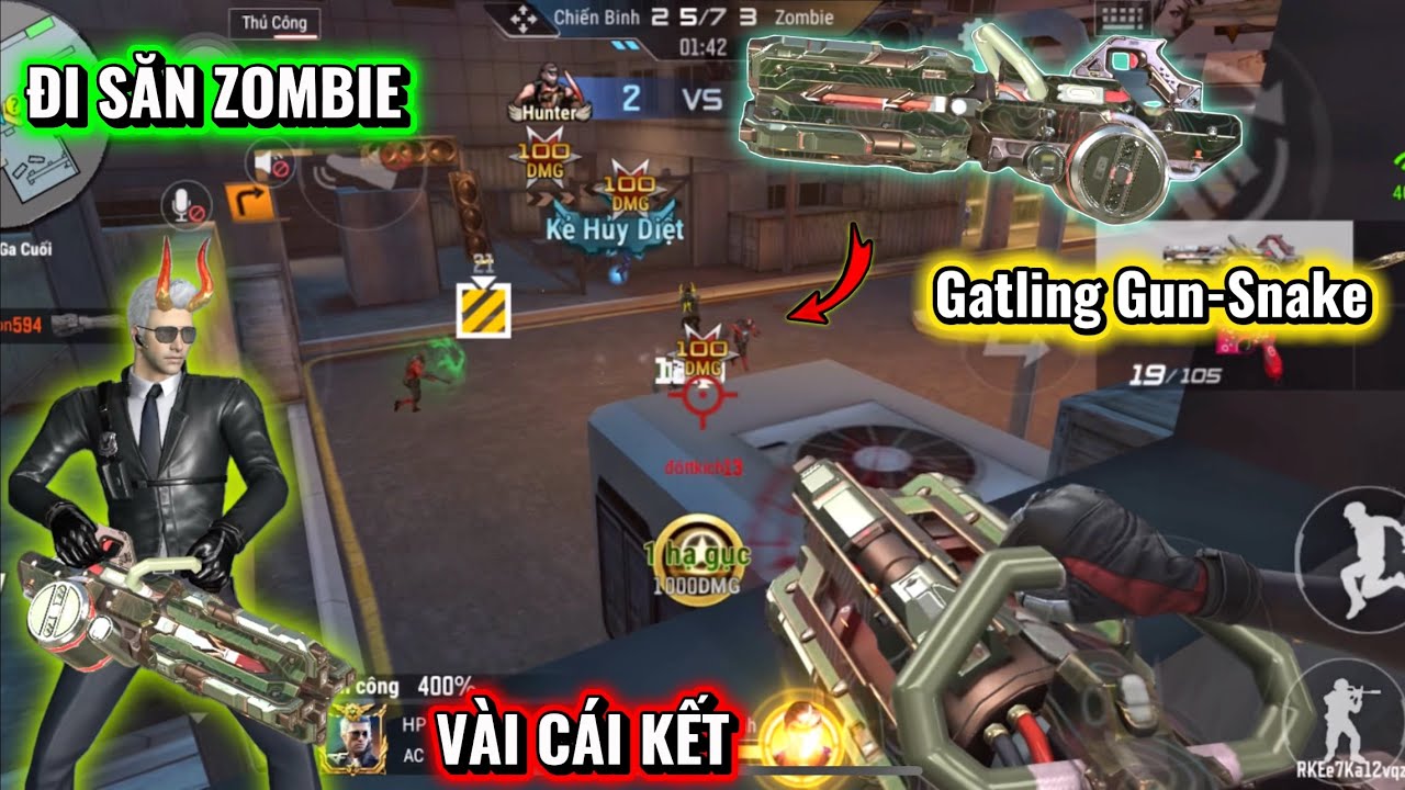 GATLING GUN SNAKE VÀ BÀY ZOMBIE TỘI NGHIỆP