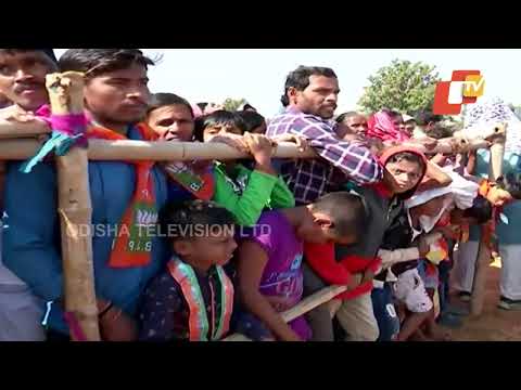 Padampur By-poll | Locals gather in large number to welcome BJP leaders Sambit Patra, Jay Panda