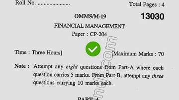2019 Kuk MBA 2nd Sem Financial Management  Question Paper
