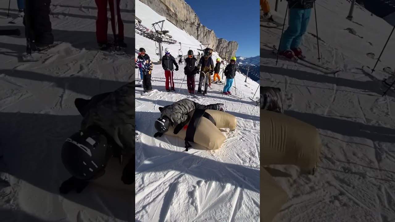 Jai dfi un jeune rider hasard au snowpark de Leysin  un combat de sumo Jai perdu 