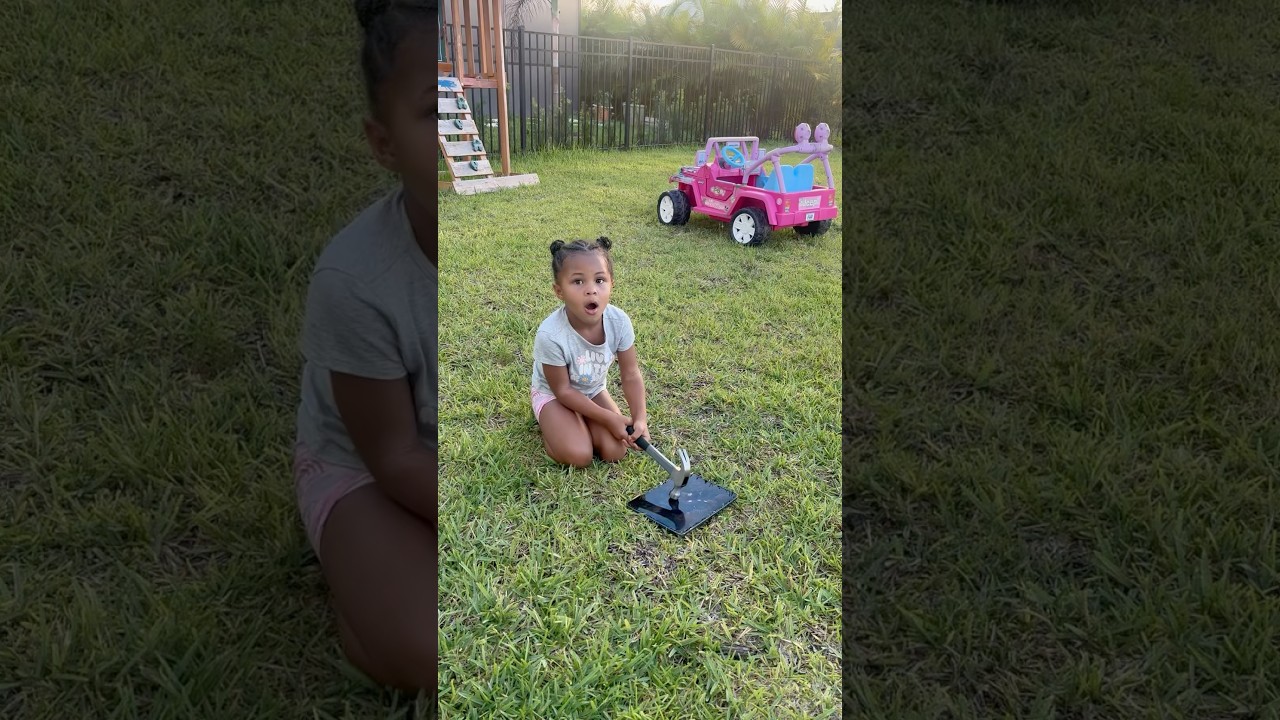 Dad catches daughter breaking her iPad with a hammer 