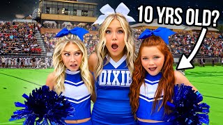 My 10 YEAR OLD DAUGHTERS become HiGH SCHOOL CHEERLEADERS!! 💙 📣