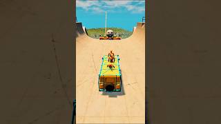 Yellow Van Vs White Moon Car 😱 BeamNG.drive | #shorts #gaming #games