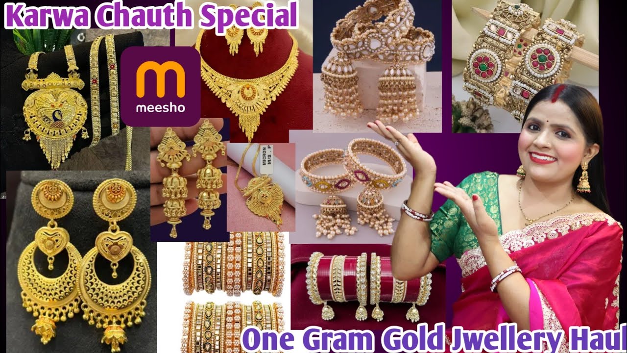 MEESHO Huge करवा चौथ Special Haul/1gram Gold Jewellery/Chuda Set/Finger Rings/Bangle Set/Meesho Haul