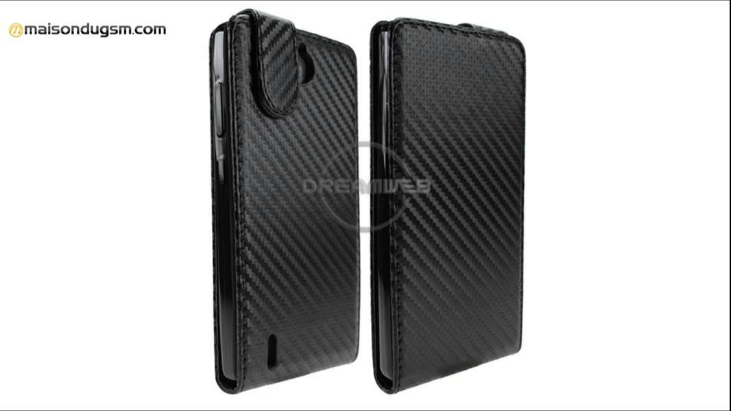 Etui Huawei Ascend G740 Carbone Noir