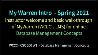 Instructor and MyWarren Intro (CSC200)