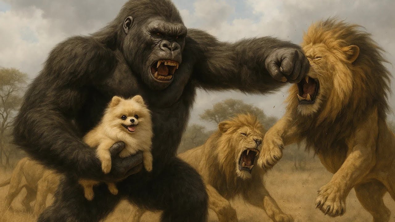 King Kong Saves Puppy From Lion Attack | Kong Battle Bigfoot Horror Short Film Story 