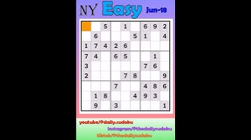 The New York Times Daily #Sudoku 2025-06-18 Easy