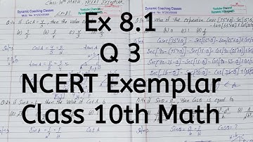 Ncert Exemplar, Ex 8.1, Q 3, Chapter 8, Introduction to Trigonometry & Its Applications, Class 10th