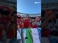 Spain fans celebrate the second World Cup victory over Argentina