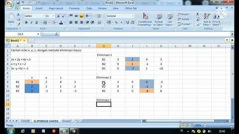 Metode Eliminasi Gauss (Excel) || Metode Numerik