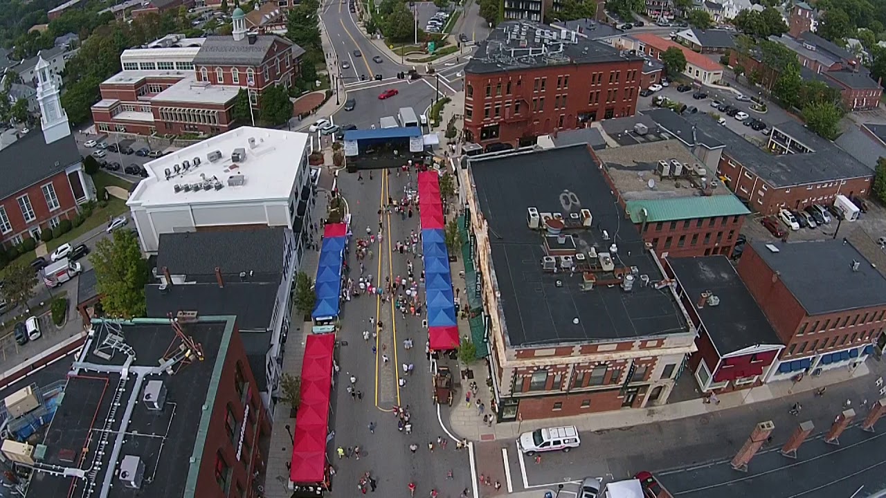 Aerial video of street festival party tents provided by The Tent Guys.