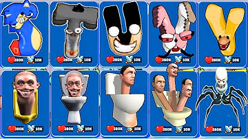 Alphabet Merge Monster Lore vs Merge Toilet Monster Battle - Max Level Gameplay SKTGMBS1