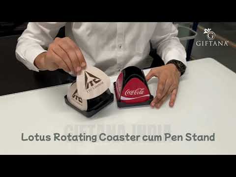 Lotus Rotating Coaster cum Pen Stand | Unique Gift Idea for Home & Office! - video from Giftana