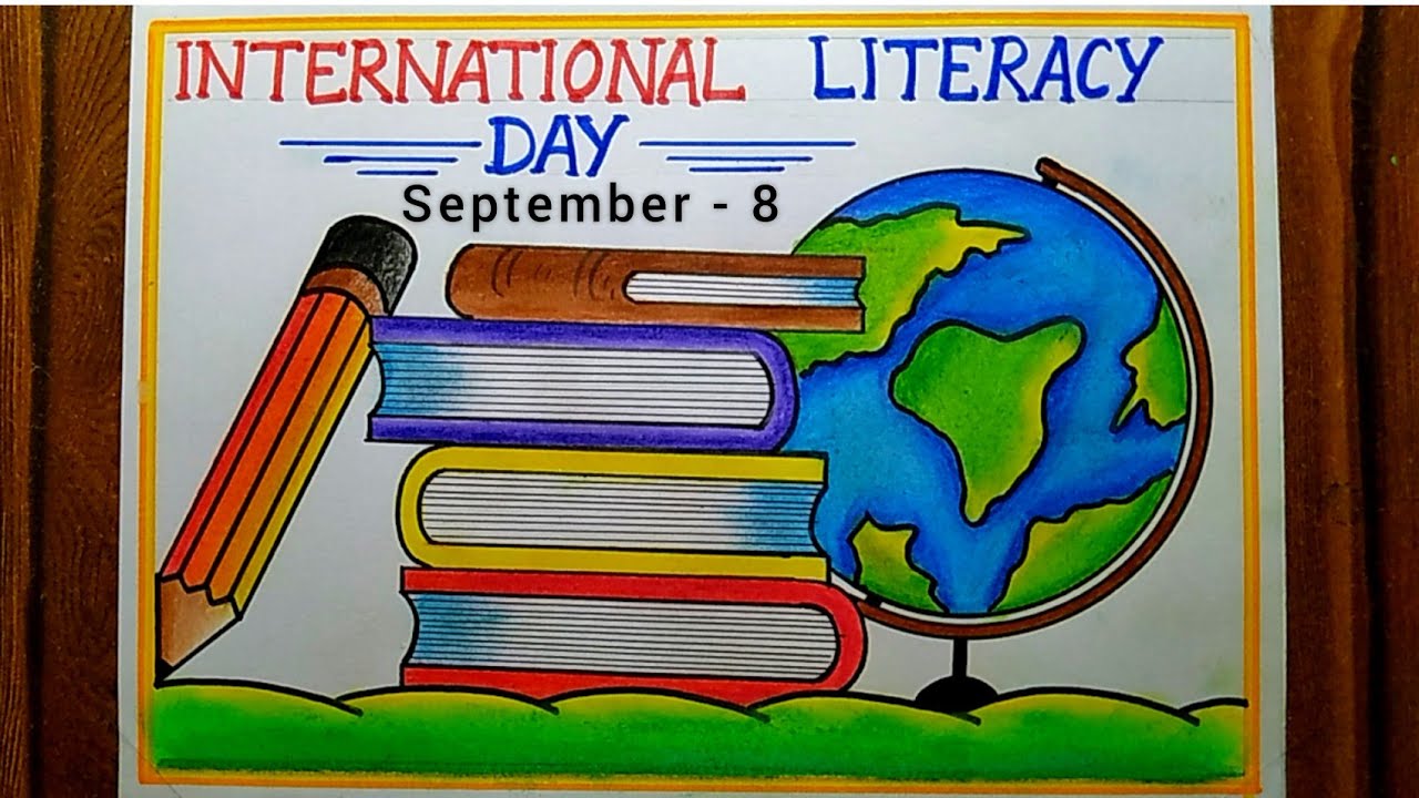 International Literacy Day Poster Drawing ,Sept-8th | Biswa Saksharta Diwas  drawing easy step - YouTube