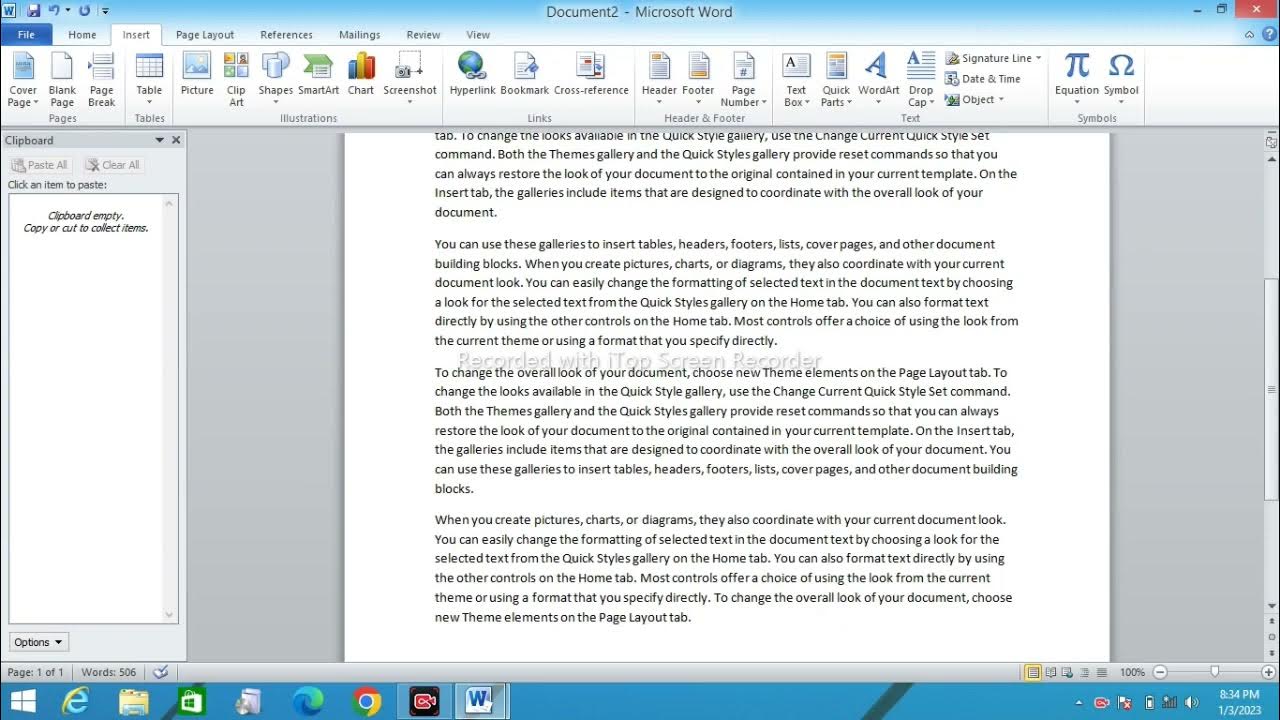 MS WORD INSERT TAB YouTube