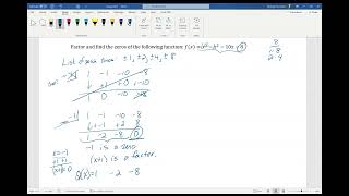 Factoring and Finding the Zeros of a Cubic Function Using Synthetic Division