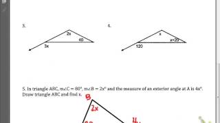 Common Core Math: Exterior Angle Sum Theorem Example 5