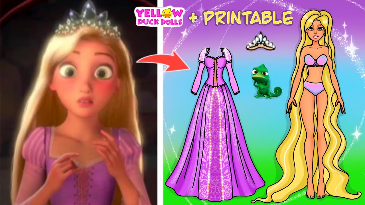 Transformation of Rapunzel into paper doll + printable 