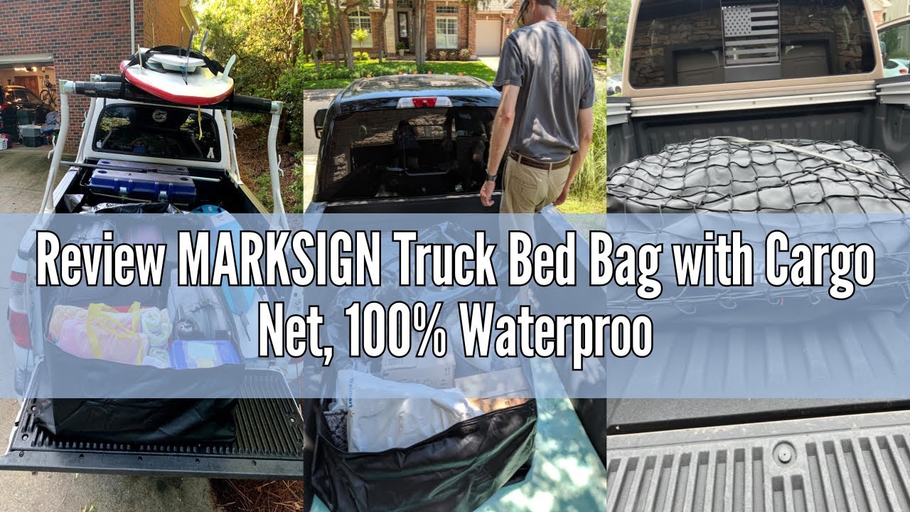 Review MARKSIGN Truck Bed Bag with Cargo Net, 100% Waterproof Truck Cargo Bag Fits Any Truck Size wi