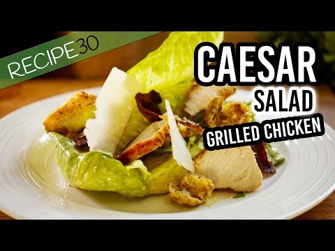 tangy-caesar-salad-with-home-made-dressing,-grilled-chicken-and-crispy-bacon