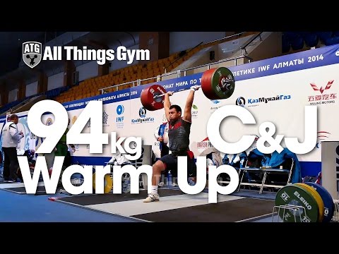 94kg Warm Up Area Clean and Jerk Almaty 2014 World Weightlifting Championships