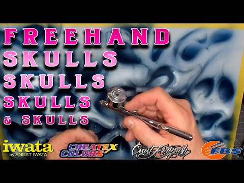 Free Hand Airbrush SKULLS into Skulls #airbrush #skulls #custom-paint #airbrush_lessons