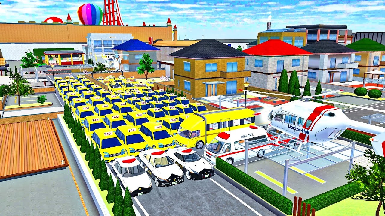 🚕🚖🛵🚁 MAKE A COLLECTION OF TAXI CARS AND GUARDED BY POLICE CARS IN THE HOME YARD OF BOY - SAKURA 🚕🚓🚒
