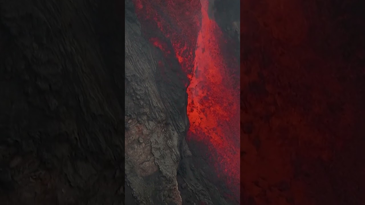 Stunning Rare Drone Footage Captures Mount Etna Swallowing Its Own Lava #shorts