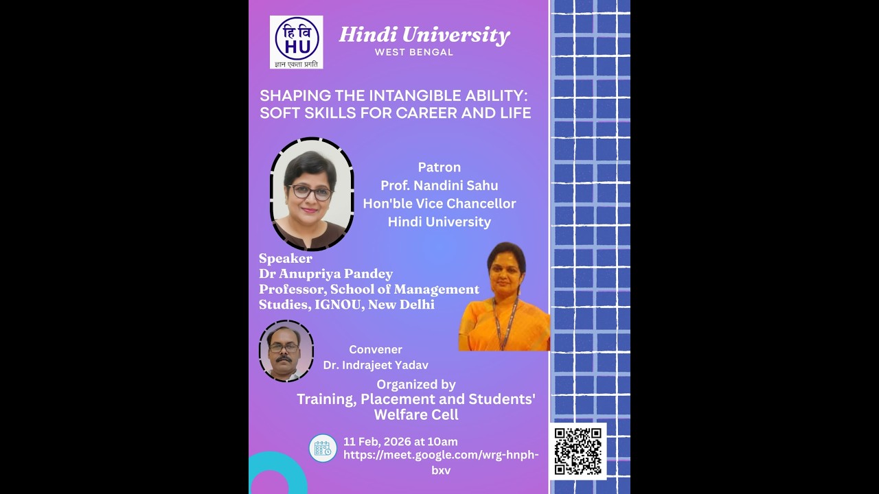 Hindi University, West Bengal Special Lecture by Training, Placement and Students Welfare Cell